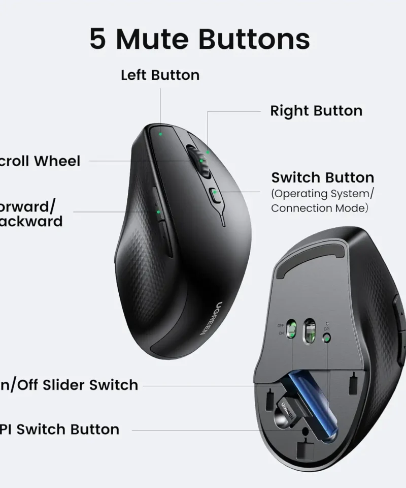 ماوس بی سیم یوگرین UGREEN Wireless Mouse 2.4G UM101 15 ماوس بی سیم یوگرین UGREEN Wireless Mouse 2.4G UM101 - Image 6