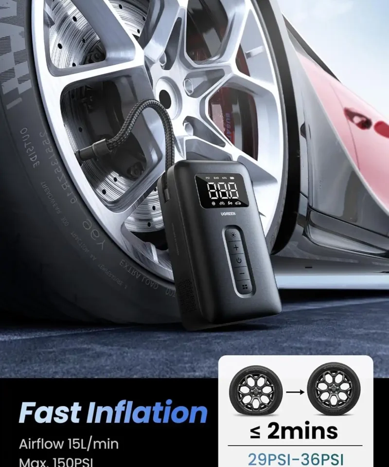 پمپ باد یوگرین UGREEN Portable Electric Air Pump 150PSI CD259 17 پمپ باد یوگرین UGREEN Portable Electric Air Pump 150PSI CD259 - Image 9
