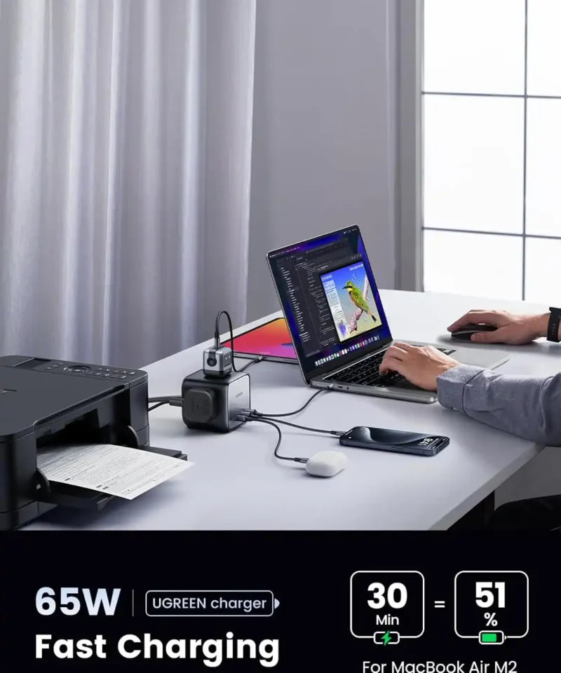 شارژر رومیزی یوگرین UGREEN 65W USB-C Charging Station CD268 EU 11 شارژر رومیزی یوگرین UGREEN 65W USB-C Charging Station CD268 EU - Image 3