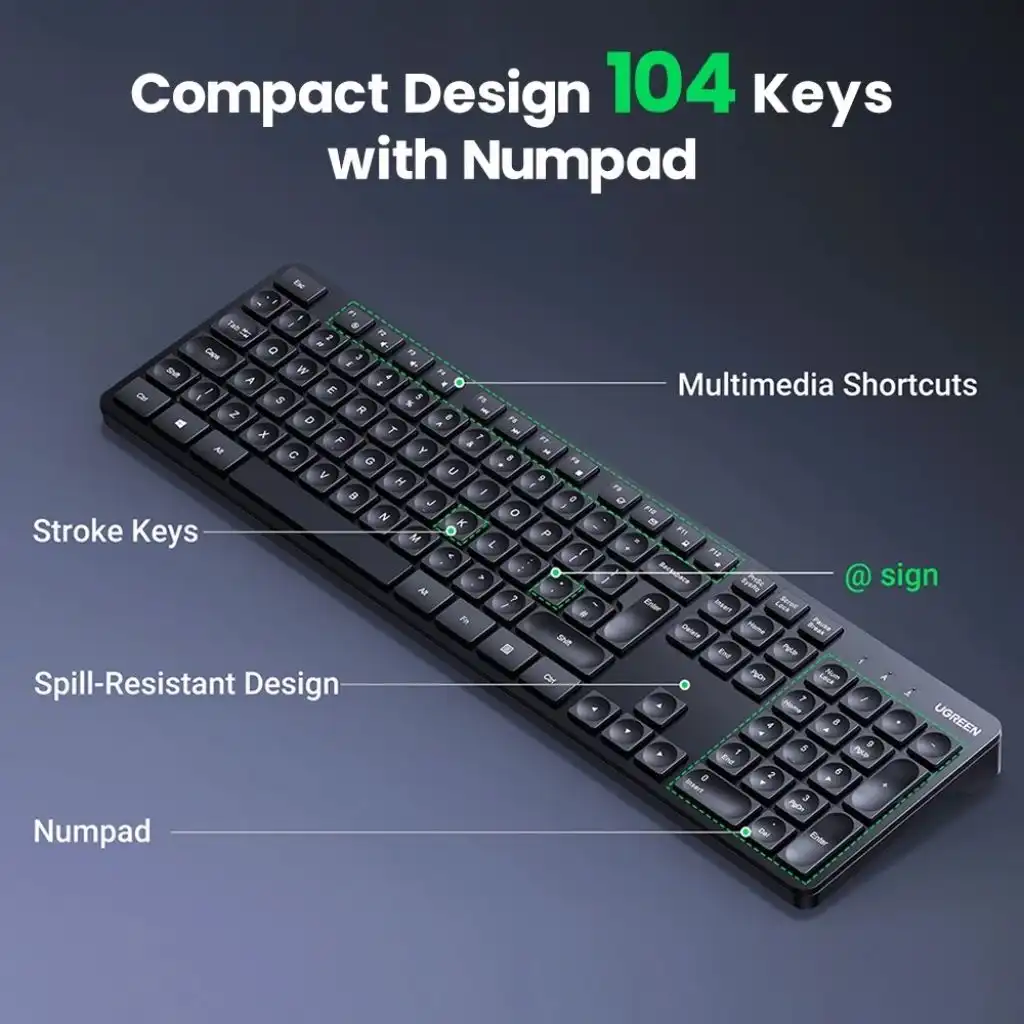 کیبورد بی سیم یوگرین Ugreen Wireless Keyboard KU004 9 کیبورد بی سیم یوگرین Ugreen Wireless Keyboard KU004 - Image 9