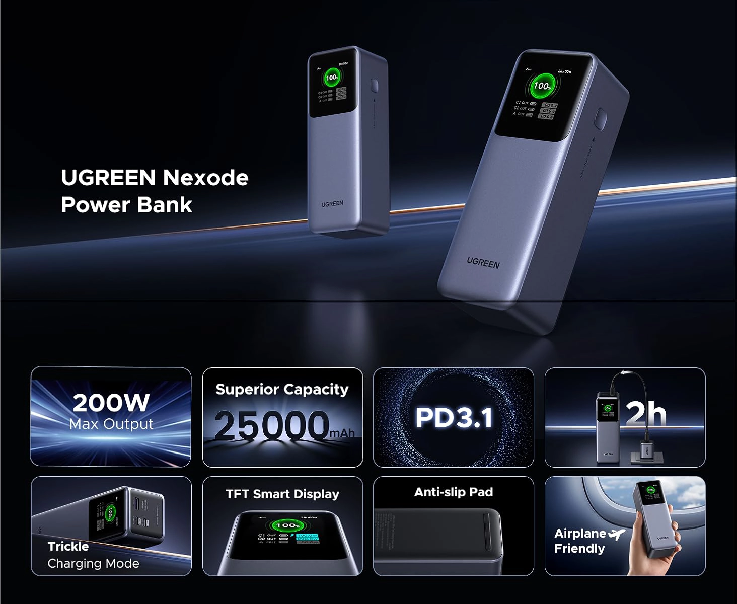 پاوربانک یوگرین UGREEN Nexode Power Bank 25000mAh PB722 16 UGREEN Nexode Power Bank 25000mAh PB722