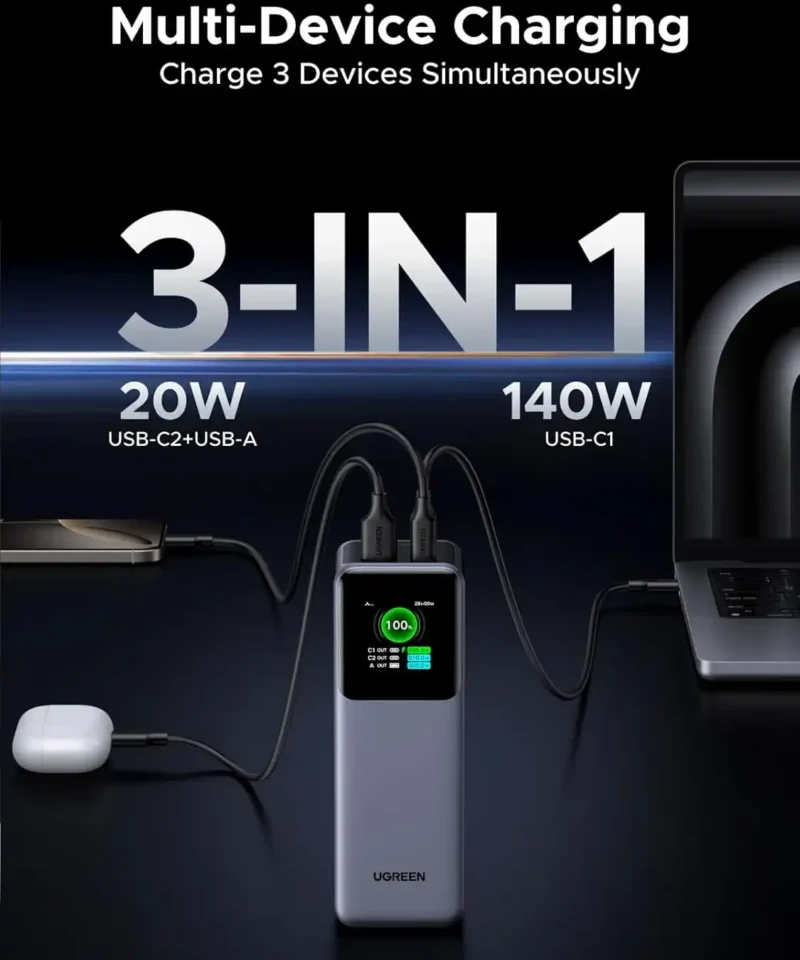 یوگرین استور 17 Alternative view of پاوربانک یوگرین UGREEN Nexode Power Bank 25000mAh PB722