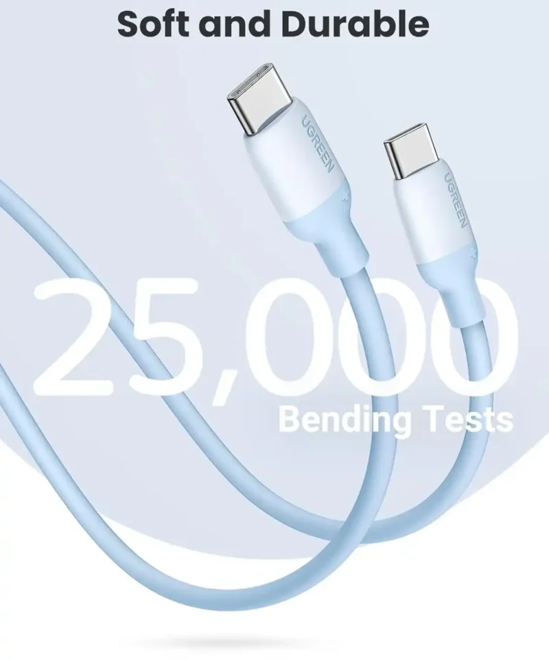 کابل 1 متر یوگرین UGREEN USB C to USB C Silicone 1m Cable US563 9 کابل 1 متر یوگرین UGREEN USB C to USB C Silicone 1m Cable US563 - Image 3