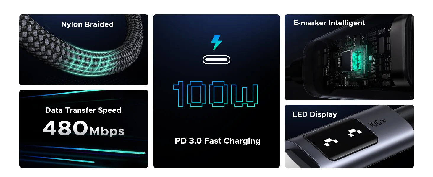 کابل شارژ 1 متر یوگرین UGREEN Uno 100W USB C to USB C 100CM Cable L509 23 L509 2