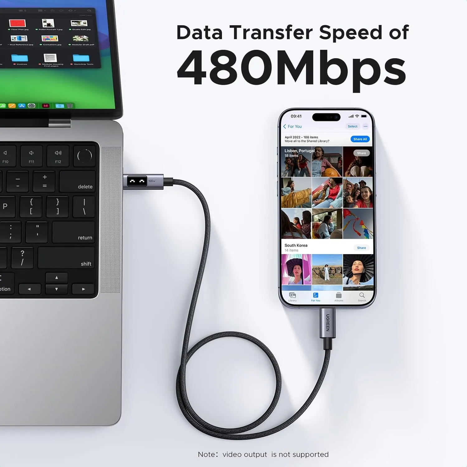 کابل شارژ 1 متر یوگرین UGREEN Uno 100W USB C to USB C 100CM Cable L509 2 کابل شارژ 1 متر یوگرین UGREEN Uno 100W USB C to USB C 100CM Cable L509 - Image 2