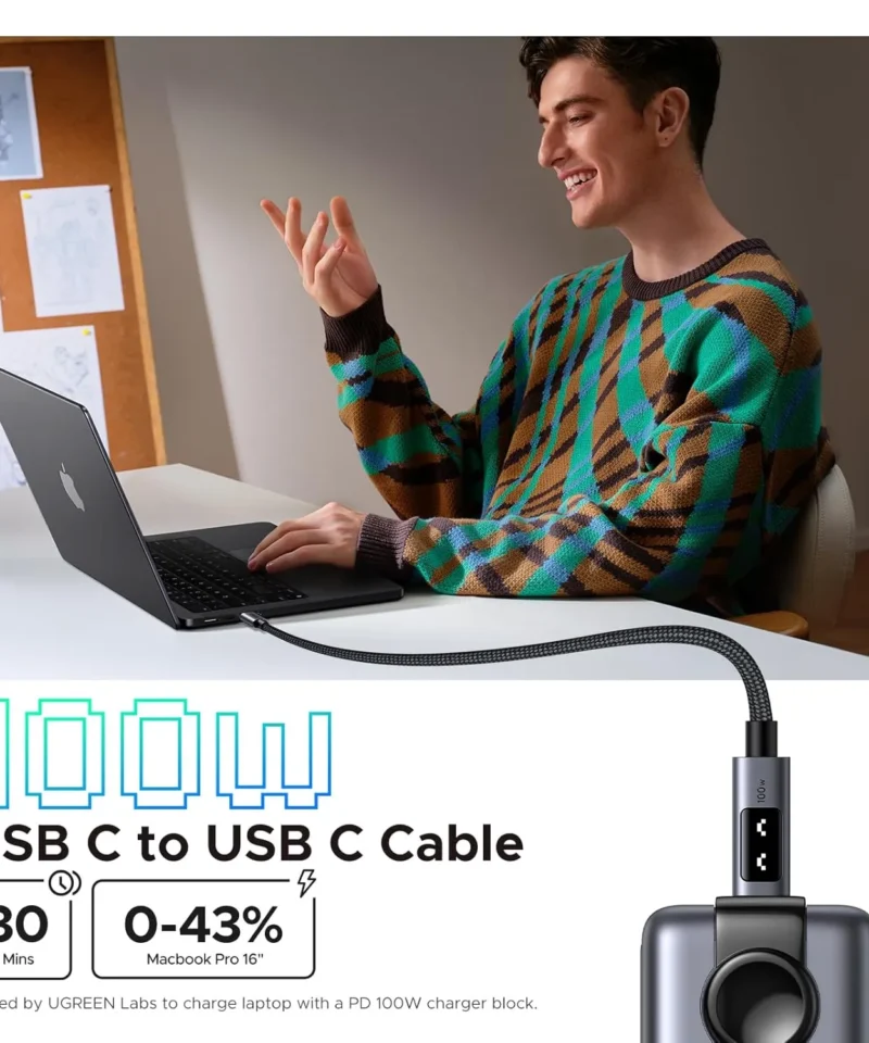 کابل شارژ 1 متر یوگرین UGREEN Uno 100W USB C to USB C 100CM Cable L509 11 کابل شارژ 1 متر یوگرین UGREEN Uno 100W USB C to USB C 100CM Cable L509 - Image 4