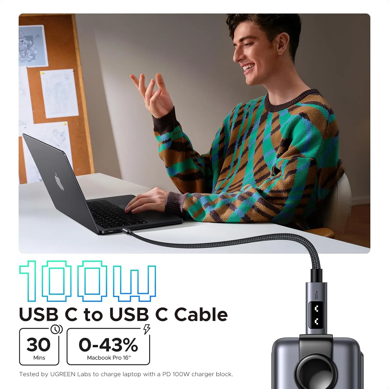 کابل شارژ 1 متر یوگرین UGREEN Uno 100W USB C to USB C 100CM Cable L509 4 کابل شارژ 1 متر یوگرین UGREEN Uno 100W USB C to USB C 100CM Cable L509 - Image 4