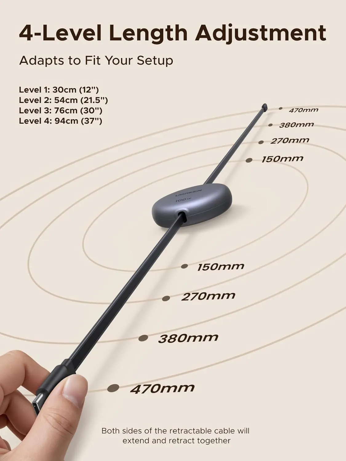 کابل شارژ 1 متر یوگرین UGREEN 100W Nexode Retractable USB C Cable L531 3 کابل شارژ 1 متر یوگرین UGREEN 100W Nexode Retractable USB C Cable L531 - Image 3