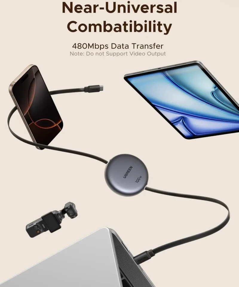 کابل شارژ 1 متر یوگرین UGREEN 100W Nexode Retractable USB C Cable L531 11 کابل شارژ 1 متر یوگرین UGREEN 100W Nexode Retractable USB C Cable L531 - Image 6