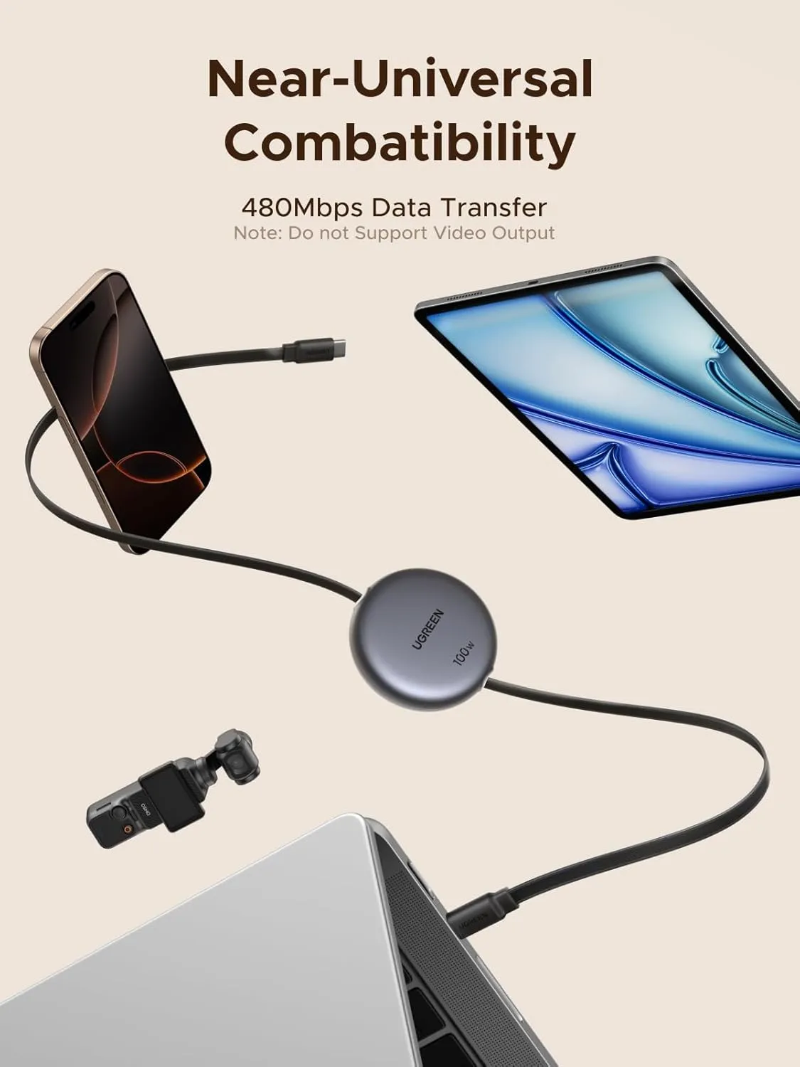 کابل شارژ 1 متر یوگرین UGREEN 100W Nexode Retractable USB C Cable L531 6 کابل شارژ 1 متر یوگرین UGREEN 100W Nexode Retractable USB C Cable L531 - Image 6