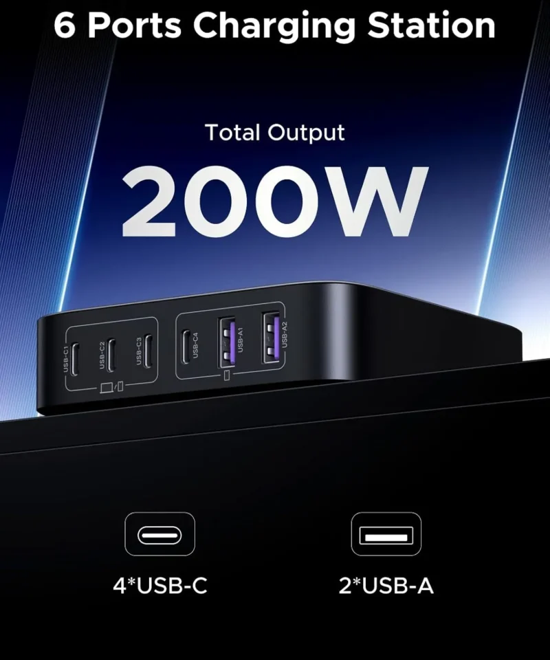 شارژر رومیزی ۲۰۰ وات یوگرین UGREEN Nexode 200W GaN Desktop Charger CD271 11 شارژر رومیزی ۲۰۰ وات یوگرین UGREEN Nexode 200W GaN Desktop Charger CD271 - Image 4