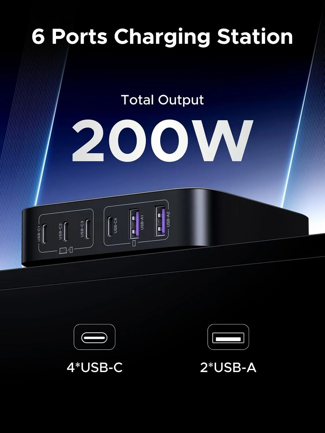 شارژر رومیزی ۲۰۰ وات یوگرین UGREEN Nexode 200W GaN Desktop Charger CD271 4 شارژر رومیزی ۲۰۰ وات یوگرین UGREEN Nexode 200W GaN Desktop Charger CD271 - Image 4