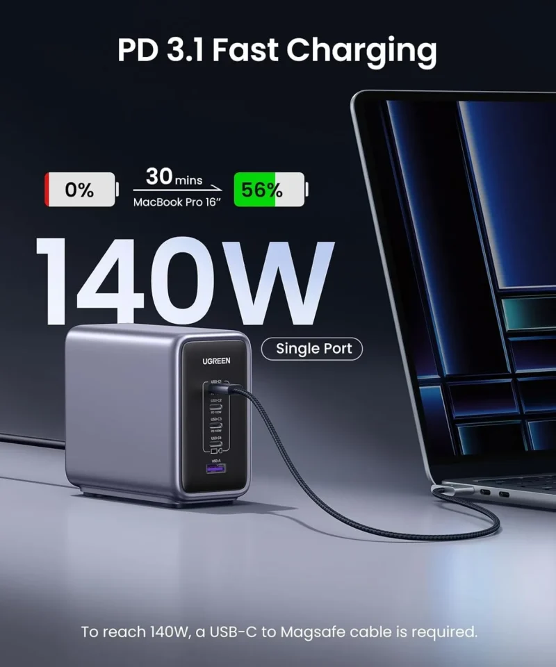 شارژر رومیزی ۳۰۰ وات یوگرین UGREEN Nexode 300W GaN Charging Station CD333 12 شارژر رومیزی ۳۰۰ وات یوگرین UGREEN Nexode 300W GaN Charging Station CD333 - Image 3