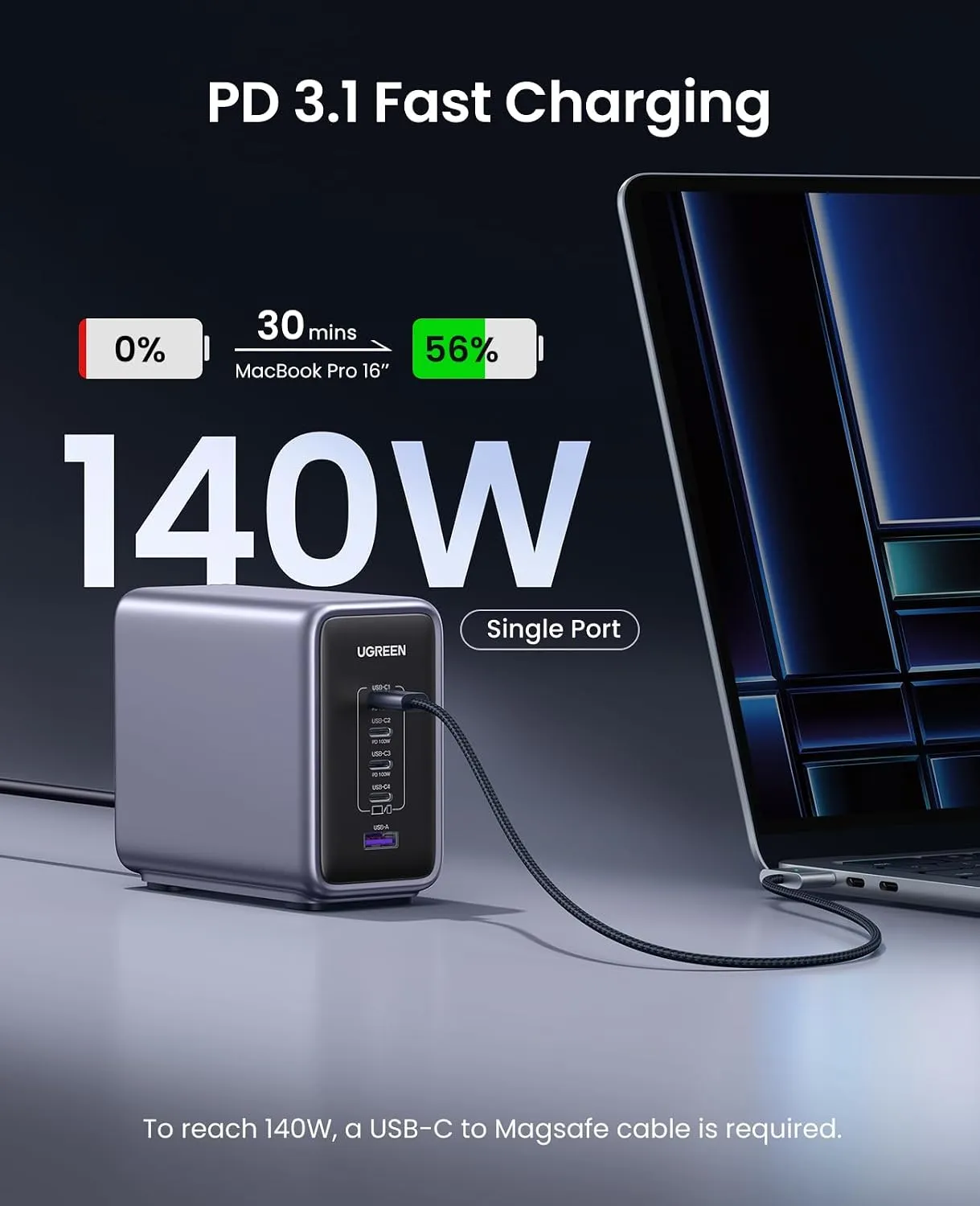 شارژر رومیزی ۳۰۰ وات یوگرین UGREEN Nexode 300W GaN Charging Station CD333 3 شارژر رومیزی ۳۰۰ وات یوگرین UGREEN Nexode 300W GaN Charging Station CD333 - Image 3