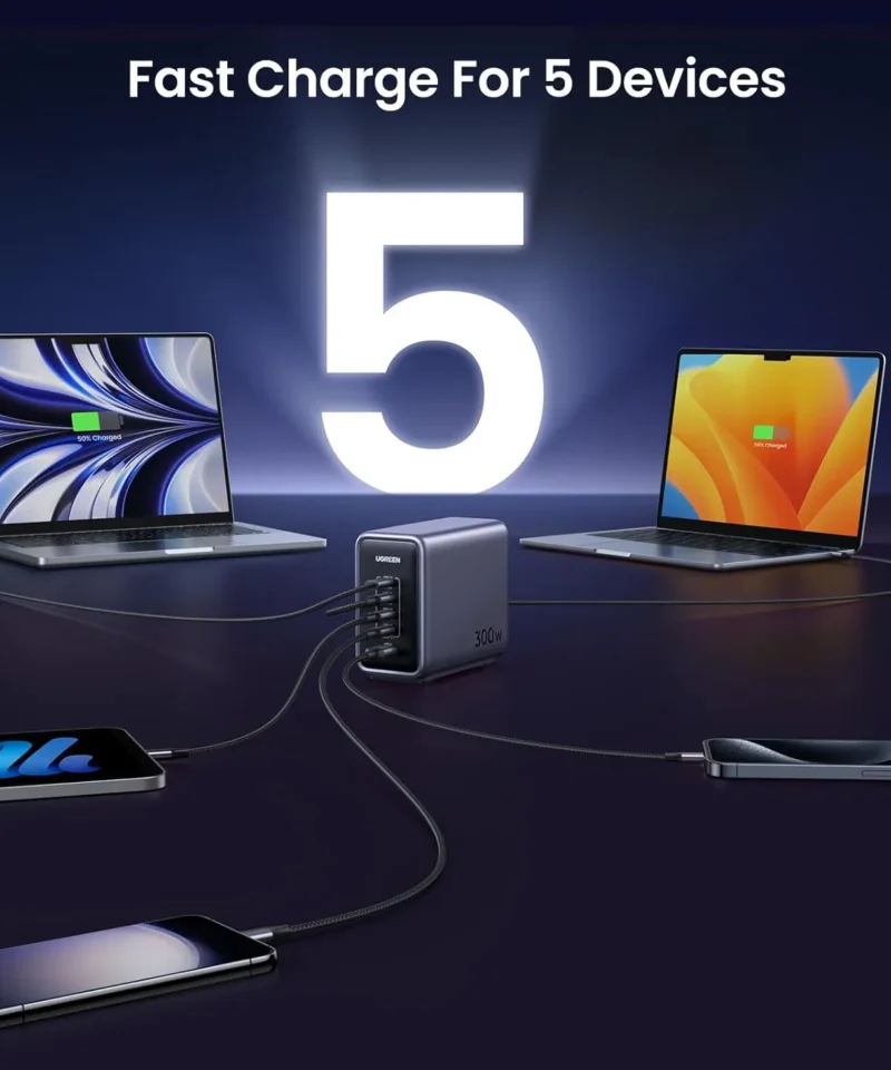 شارژر رومیزی ۳۰۰ وات یوگرین UGREEN Nexode 300W GaN Charging Station CD333 14 شارژر رومیزی ۳۰۰ وات یوگرین UGREEN Nexode 300W GaN Charging Station CD333 - Image 5