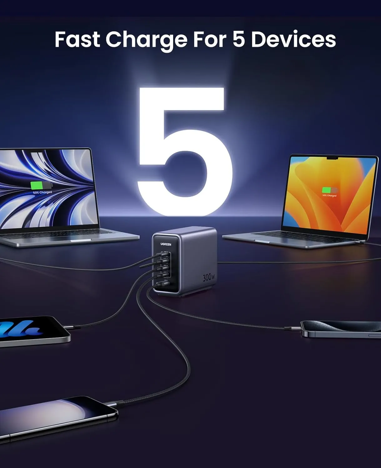 شارژر رومیزی ۳۰۰ وات یوگرین UGREEN Nexode 300W GaN Charging Station CD333 5 شارژر رومیزی ۳۰۰ وات یوگرین UGREEN Nexode 300W GaN Charging Station CD333 - Image 5