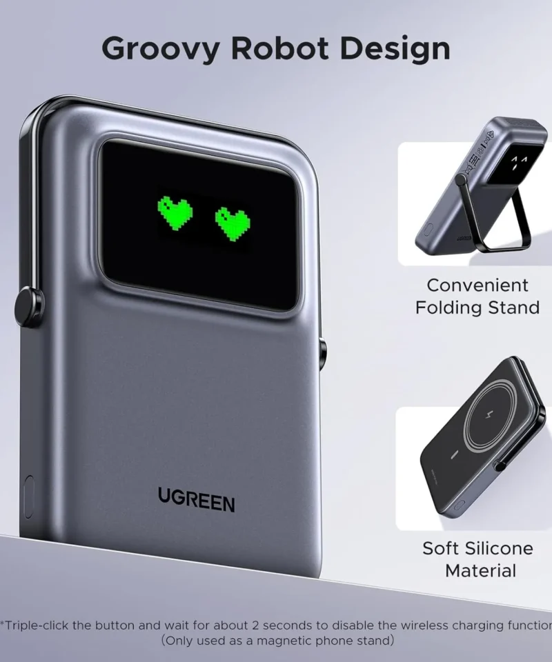 پاوربانک مگ سیف 10000 میلی آمپر یوگرین UGREEN Uno Series Magnetic Wireless Power Bank 10000mAh PB572 14 پاوربانک مگ سیف 10000 میلی آمپر یوگرین UGREEN Uno Series Magnetic Wireless Power Bank 10000mAh PB572 - Image 7