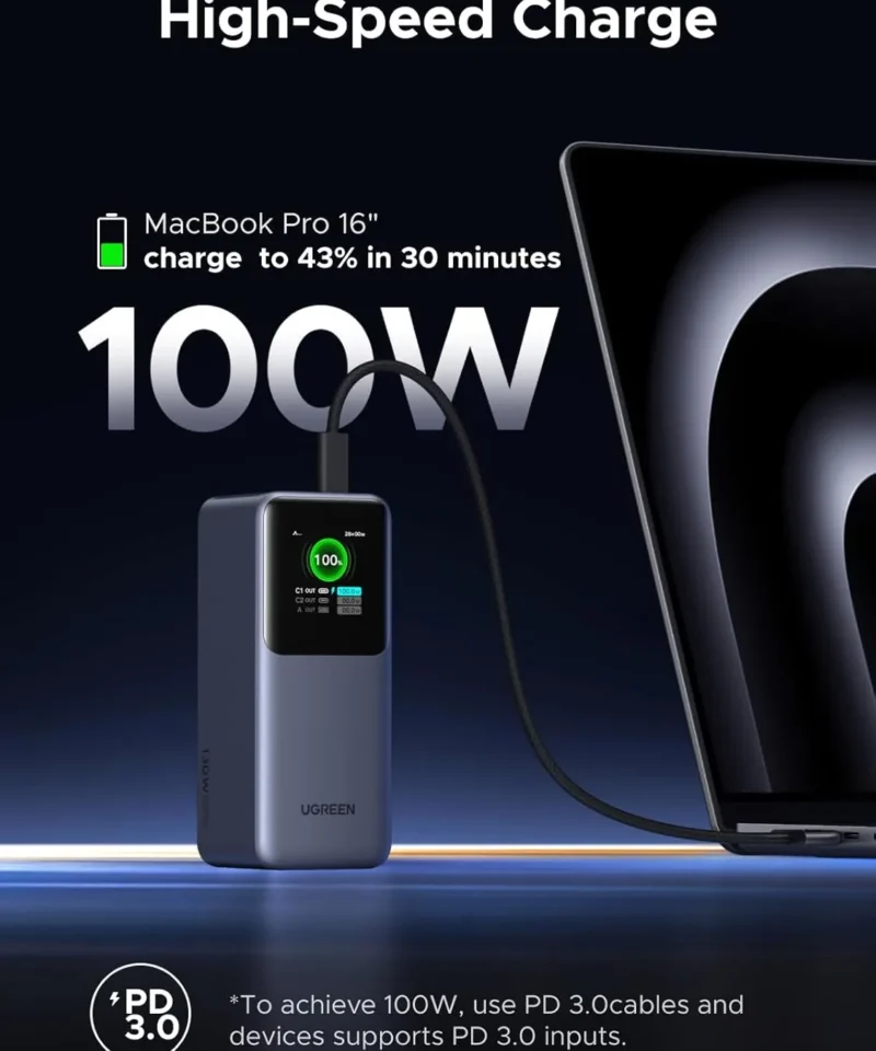 پاوربانک 20000 میلی آمپر یوگرین UGREEN Nexode Power Bank 20000mAh 130W PB721 12 پاوربانک 20000 میلی آمپر یوگرین UGREEN Nexode Power Bank 20000mAh 130W PB721 - Image 5