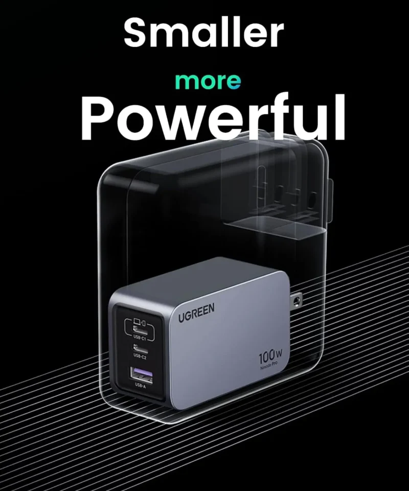 شارژر دیواری 100 وات یوگرین UGREEN Nexode Pro 100W GaN USB C Wall Charger X757 + کابل USB C 14 شارژر دیواری 100 وات یوگرین UGREEN Nexode Pro 100W GaN USB C Wall Charger X757 + کابل USB C - Image 7