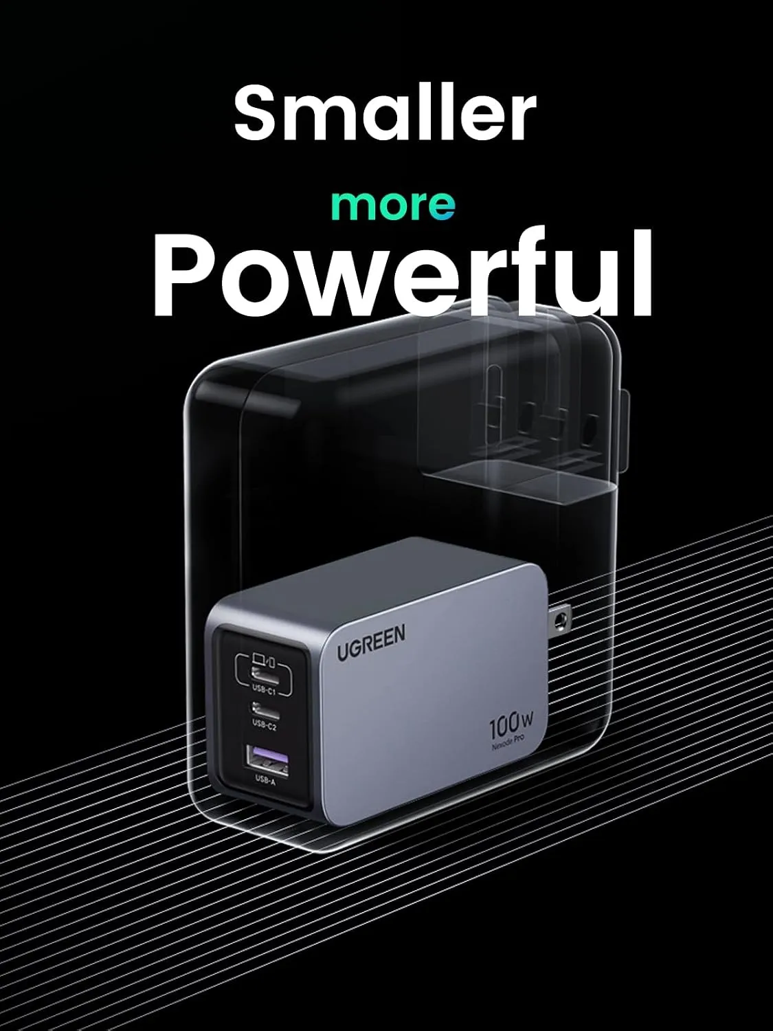شارژر دیواری 100 وات یوگرین UGREEN Nexode Pro 100W GaN USB C Wall Charger X757 + کابل USB C 7 شارژر دیواری 100 وات یوگرین UGREEN Nexode Pro 100W GaN USB C Wall Charger X757 + کابل USB C - Image 7