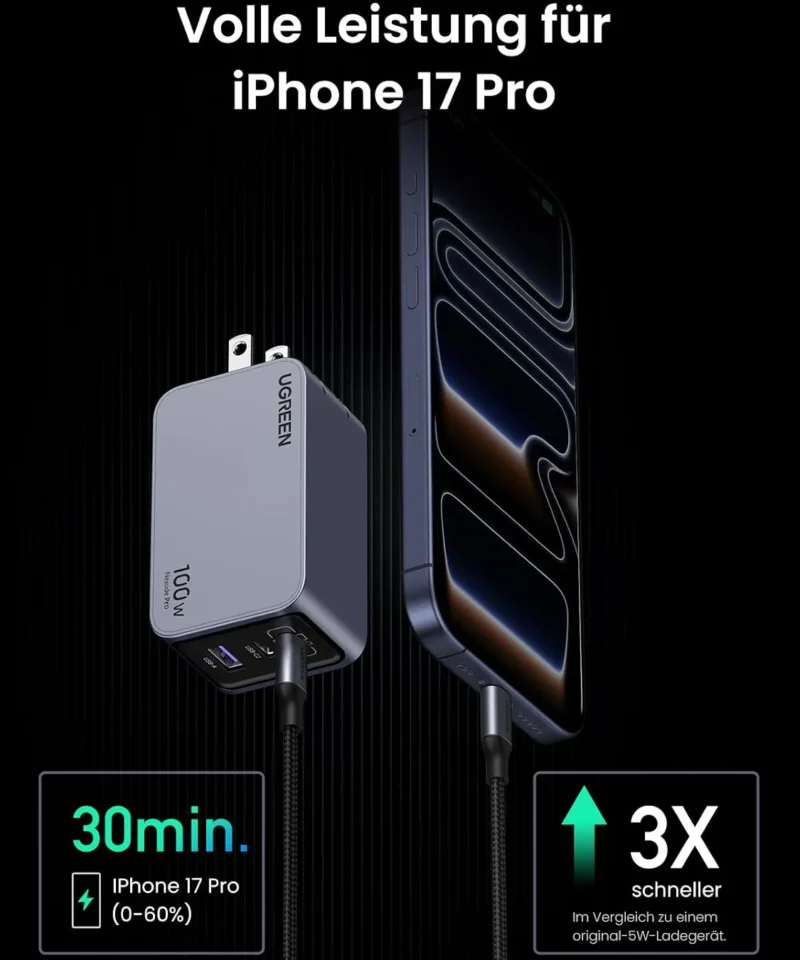 شارژر دیواری 100 وات یوگرین UGREEN Nexode Pro 100W GaN USB C Wall Charger X757 + کابل USB C 15 شارژر دیواری 100 وات یوگرین UGREEN Nexode Pro 100W GaN USB C Wall Charger X757 + کابل USB C - Image 8