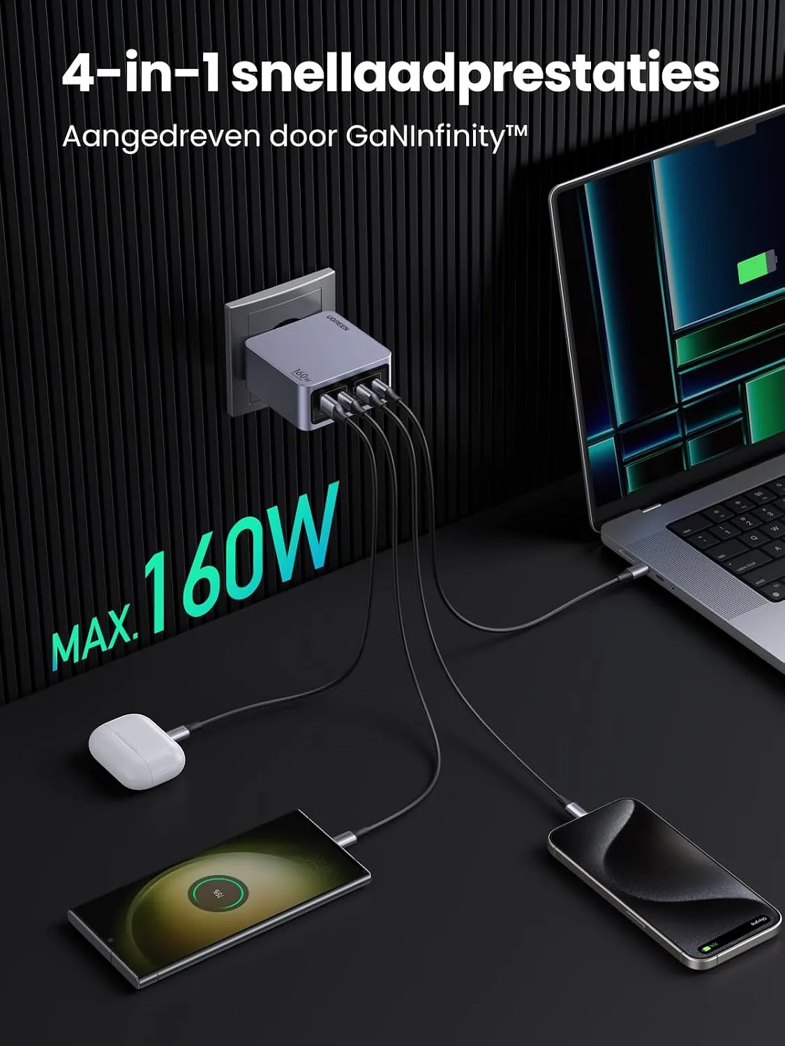شارژر دیواری ۱۶۰ وات یوگرین UGREEN Nexode Pro 160W GaN Charger X763 7 شارژر دیواری ۱۶۰ وات یوگرین UGREEN Nexode Pro 160W GaN Charger X763 - Image 7